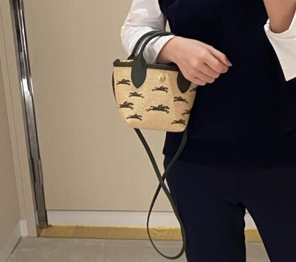 【美國預購】longchamp 戰馬草編織餃子包 手提包